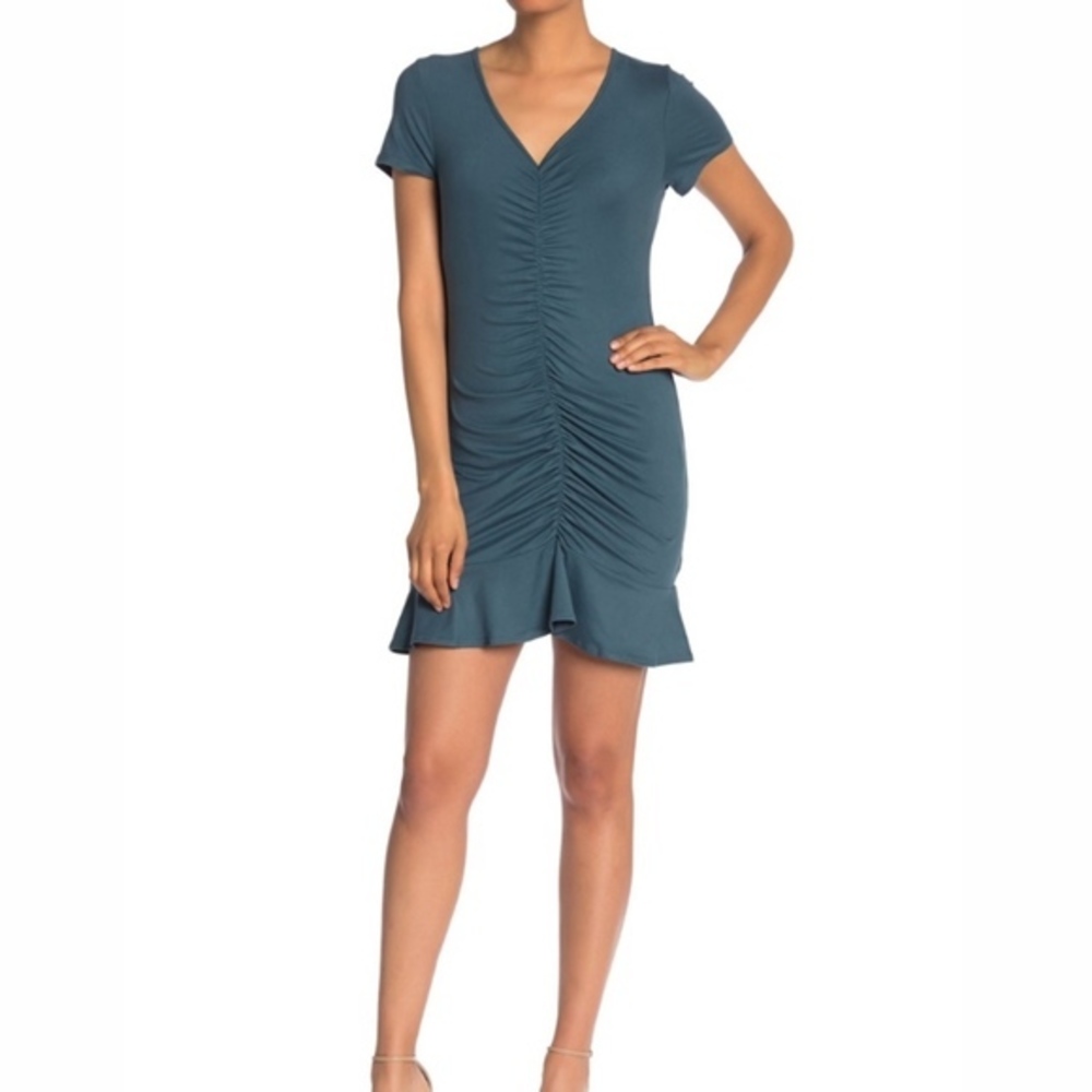 Vanity Room Short Sleeve Ruched Jersey Dress - Picture 1 of 6